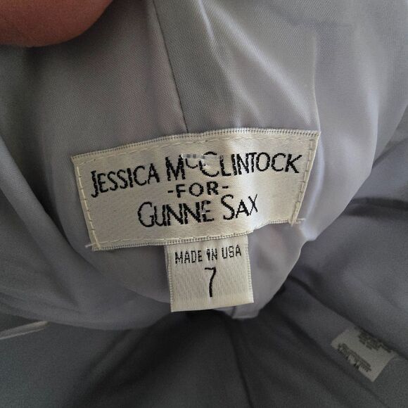 VTG Gunne Sax Silver Metallic Strapless Ruched Mini Dress 80s Y2K Glam Hoco Prom - Picture 10 of 11